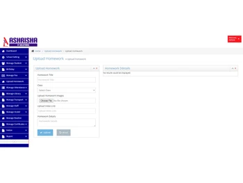 ashrisha school management software homework