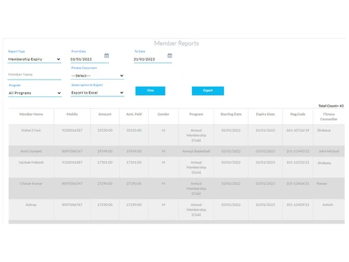 fitness manager member reports