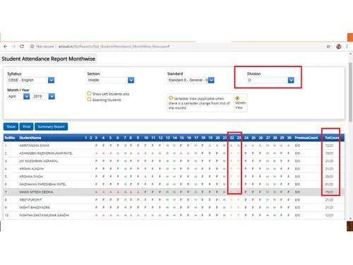 acloud student attendance report