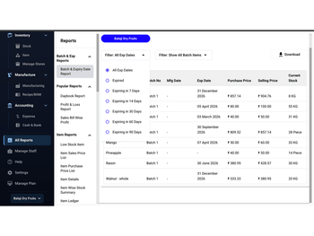 Stock Register-reports