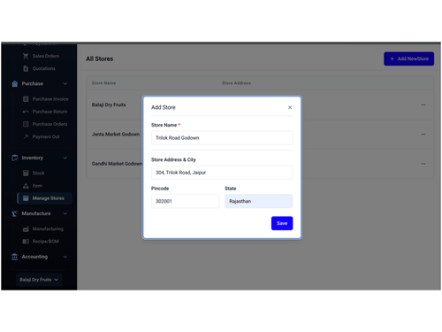 Stock Register-store