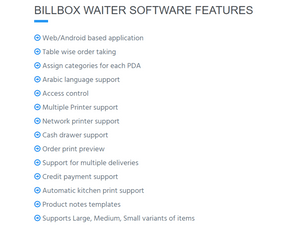 Billbox POS-waiters software features