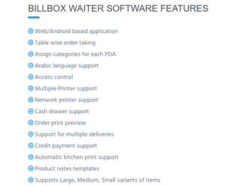 Billbox POS-waiters software features