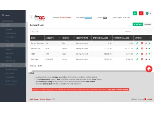 QUICK CHEQUE-account-list