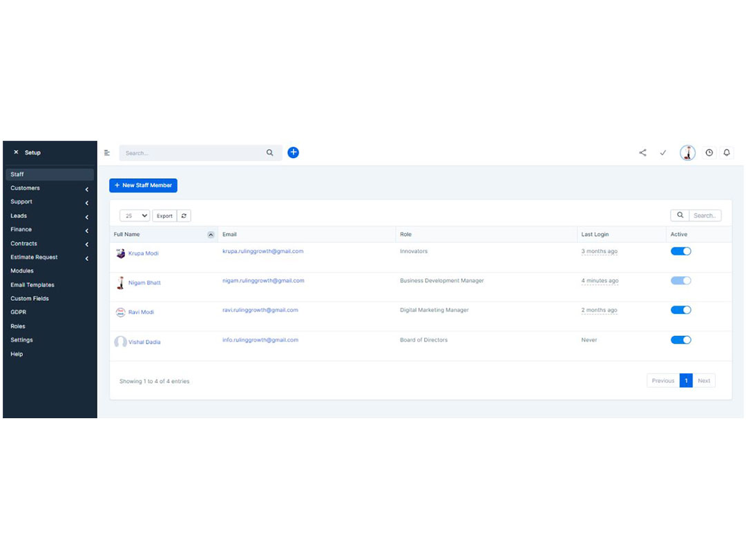 Ruling growth CRM Software staff management