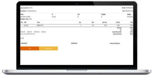 MOCDOC Pharmacy invoice