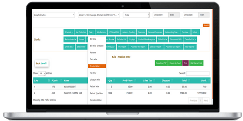 MOCDOC Pharmacy product wise entries
