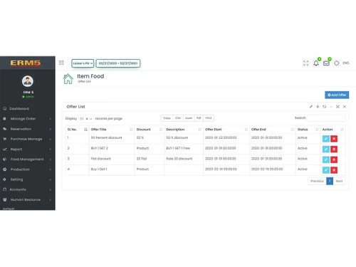 erm5 restaurant food management