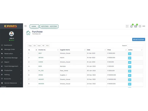 erm5 restaurant purchase management