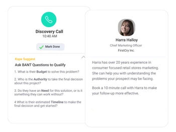 kape AI based Suggestions to Close Deals Faster