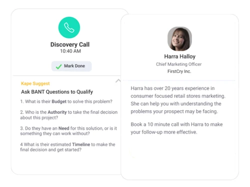 kape AI based Suggestions to Close Deals Faster