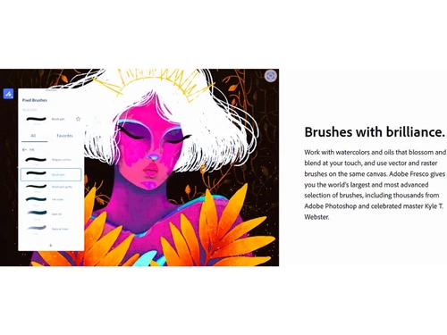 Adobe fresco Most advanced selection of brushes