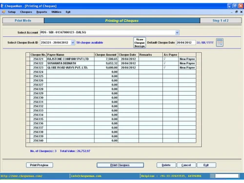 ChequeMan print mode