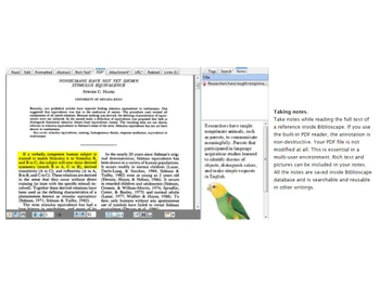 Biblioscape Taking notes