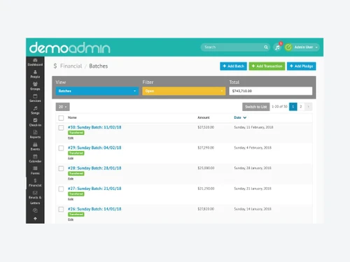 elvanto church management software-batches