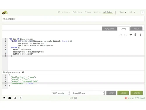 ArangoDB editor
