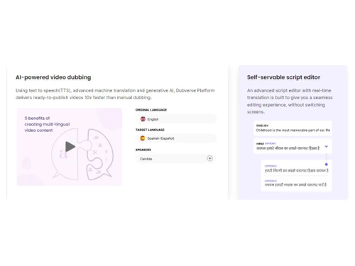 Dubverse AI powered video dubbing