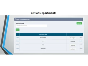 Mitigo HRMS-List of deparments
