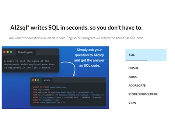 AI2sql Writes SQL in seconds