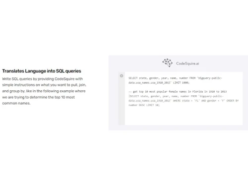 Codesquire-Translates language to SQL queries