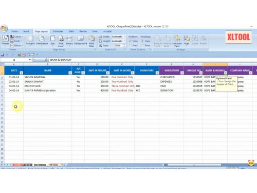 XLTOOL Bank Cheque Printing Software