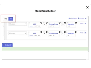 Tradetron-conditional builder