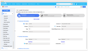 Apptivo Online CRM customer information