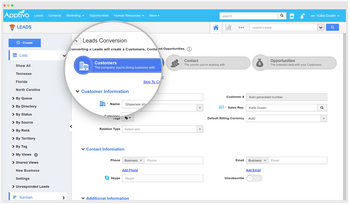 Apptivo Online CRM lead conversion