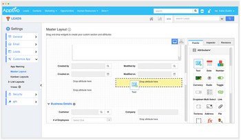 Apptivo Online CRM master layout