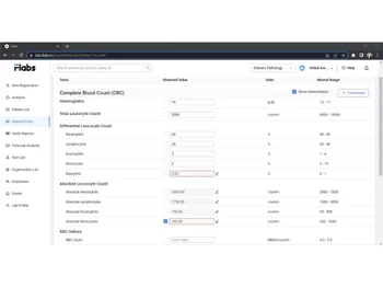flabs lab management software-tests