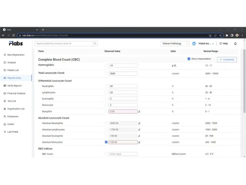 flabs lab management software-tests