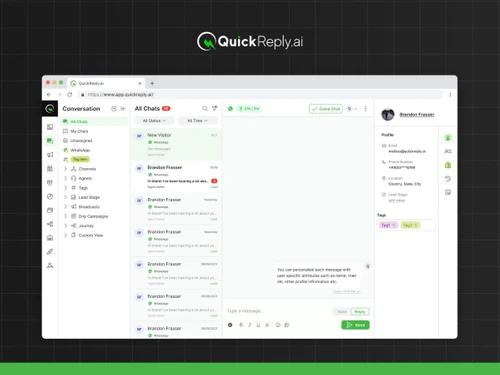 QuickReply AI crm panel