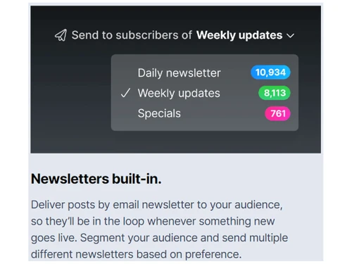 ghost newsletter built in