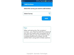 sysmedac survey app-invities