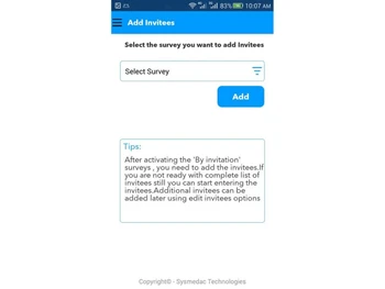 sysmedac survey app-invities