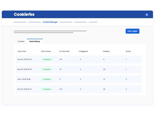 cookieyes scan history