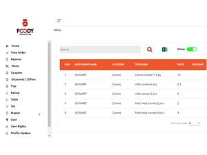 food connector menu management