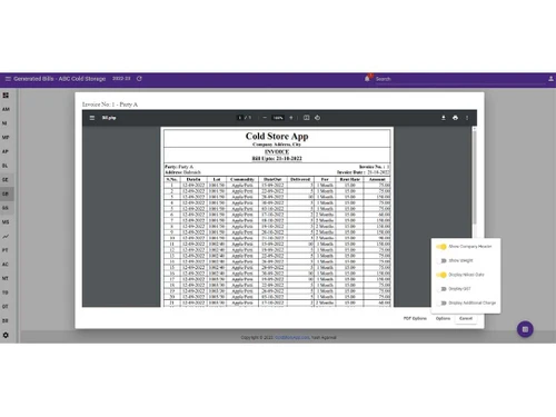 coldstoreapp invoices