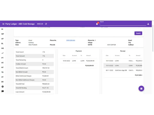 coldstoreapp party ledger