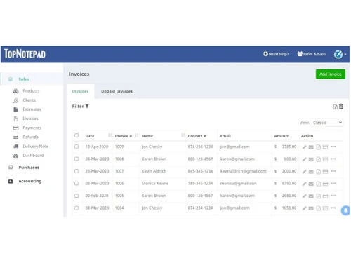 topnotepad invoices