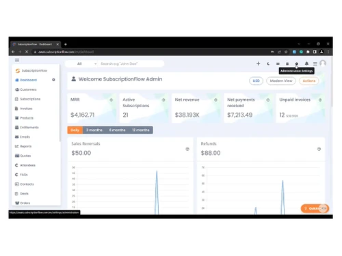 subscriptionflow dashboard