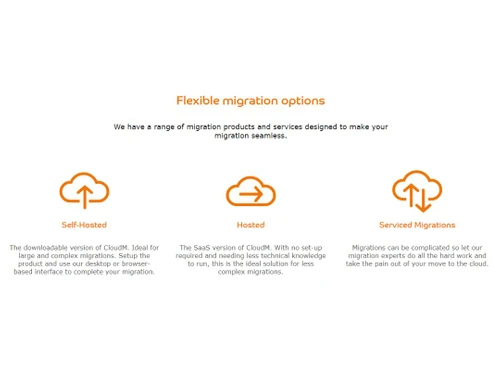 CloudM Migrate Flexible migration options