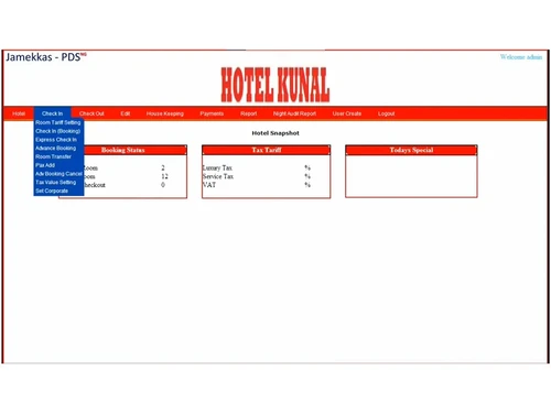 jamekkas hotel management software check-in and check-out