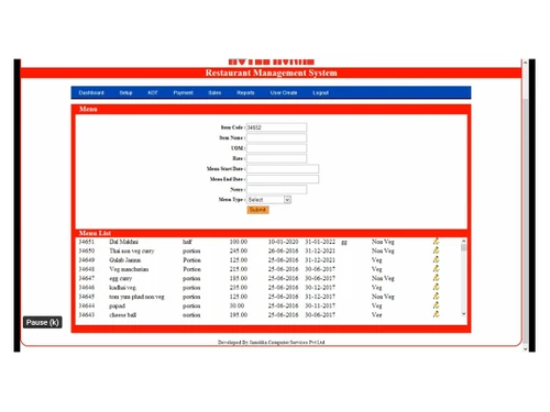 jamekka restaurant management menu management