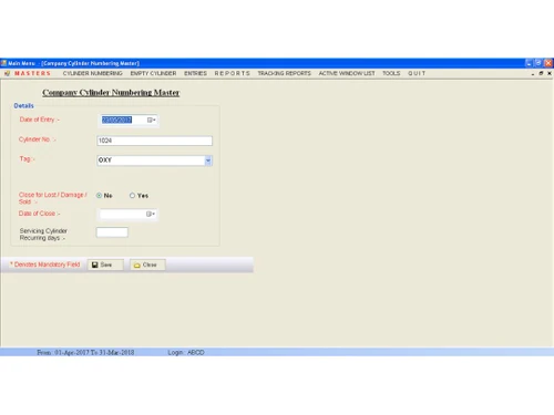 cylinder tracking software-details