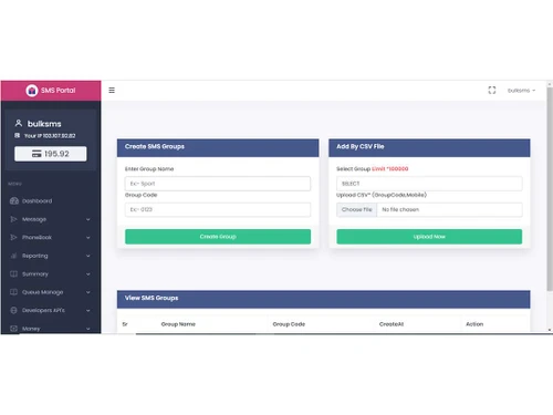 Bulksms dashboard