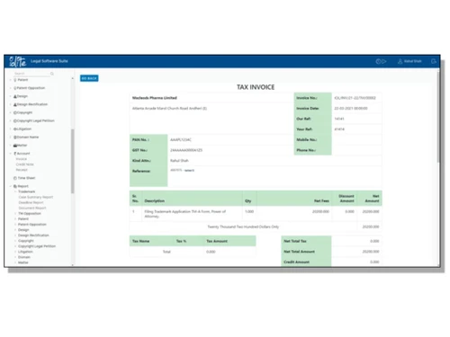 lolite patent management software-invoice