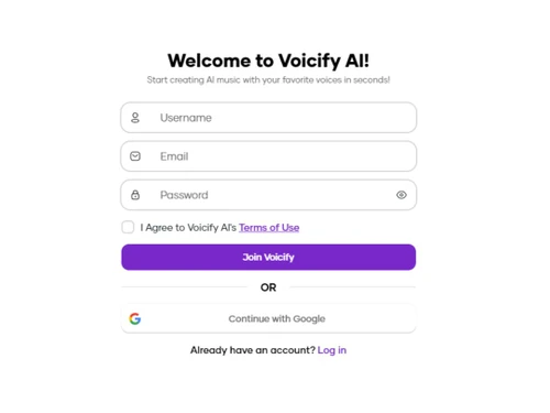 Voicify AI Login page