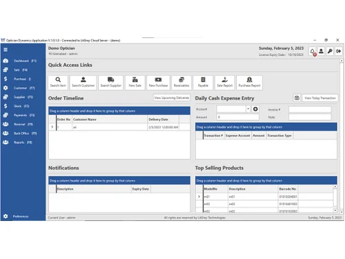 optician dynamics dashboard