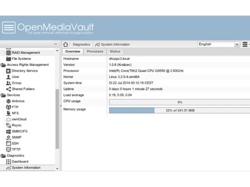 OpenMediaVault Dashboard